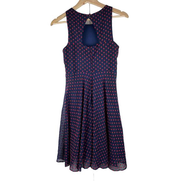 Anthropology Eva Franco Maryanne Size 2 Blue Red Polka Dot Ruffle Dress - Picture 4 of 8